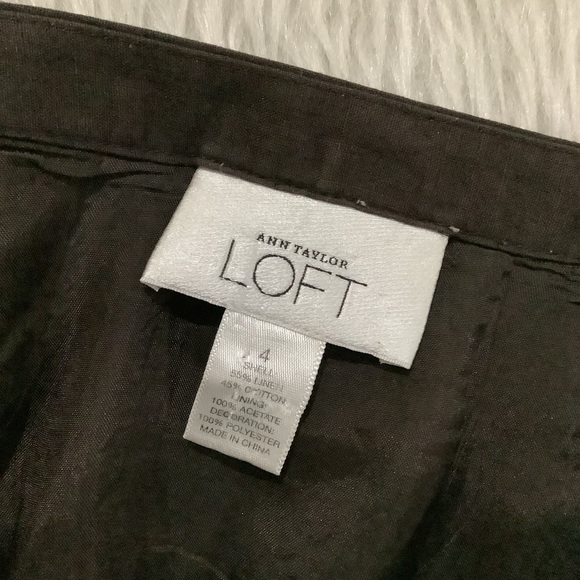 Loft women’s pleated brown embellished beaded linen cotton skirt size 4 - Picture 4 of 5